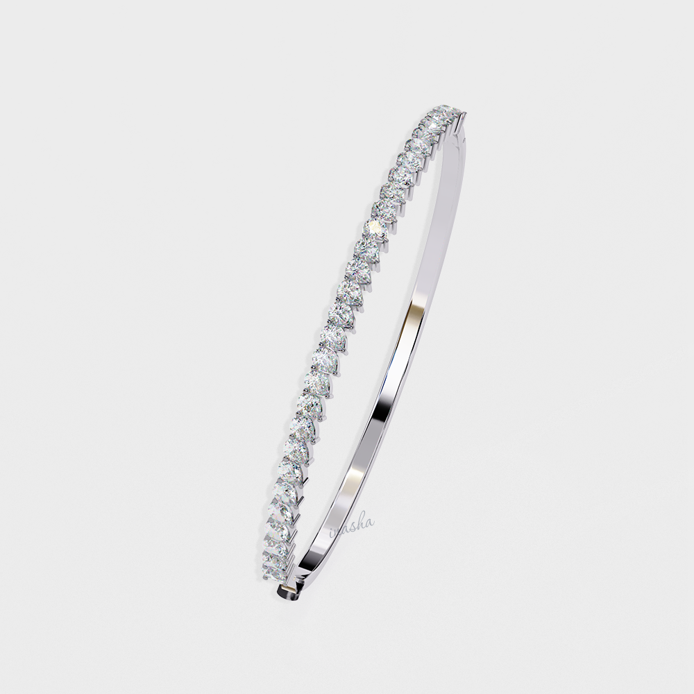 Elegant Pear Cut Lab Diamond Kada Bracelet in Platinum