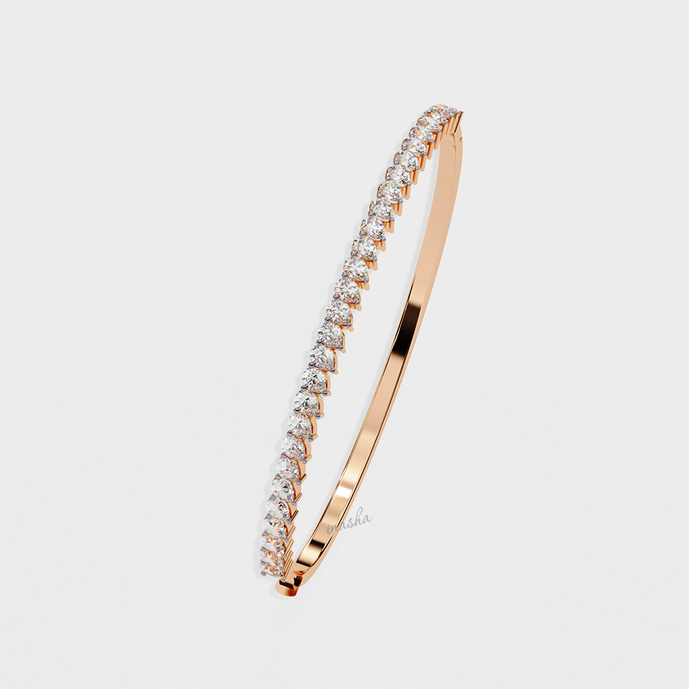 Premium Pear Cut Lab Diamond Kada Bracelet Hallmark Rose Gold