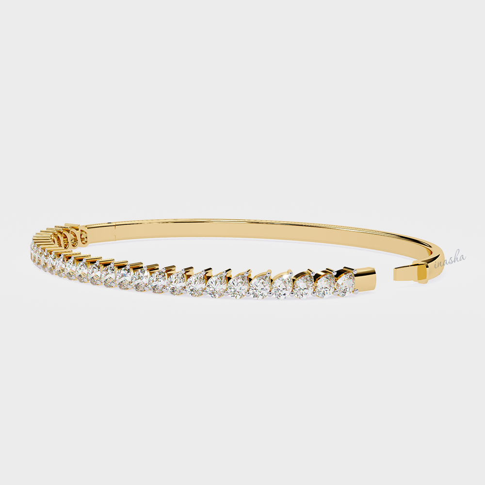 Luxury Pear Cut Lab Diamond Kada Bracelet Hallmark Yellow Gold
