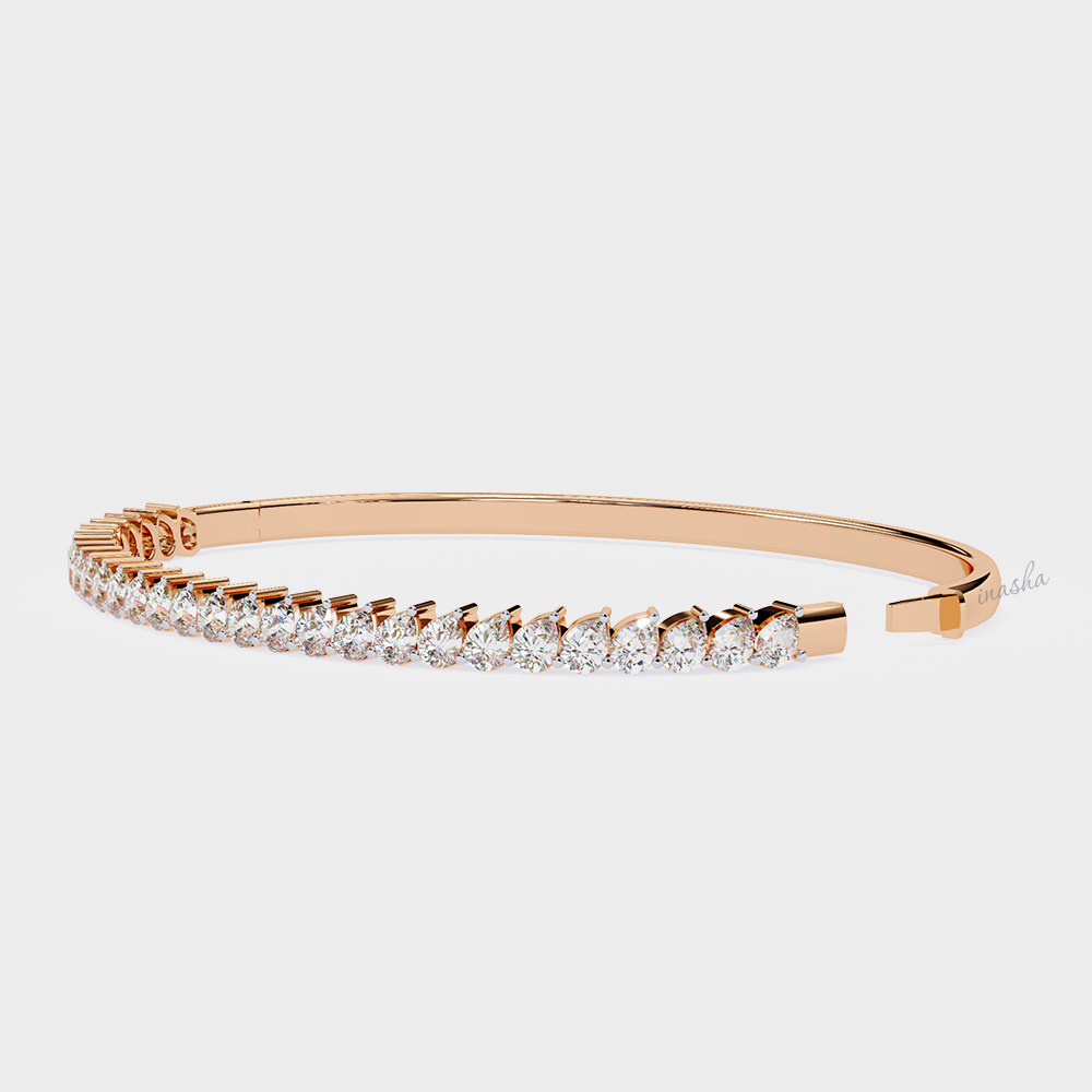 Elegant Pear Cut Lab Diamond Kada Bracelet Rose Gold Finish