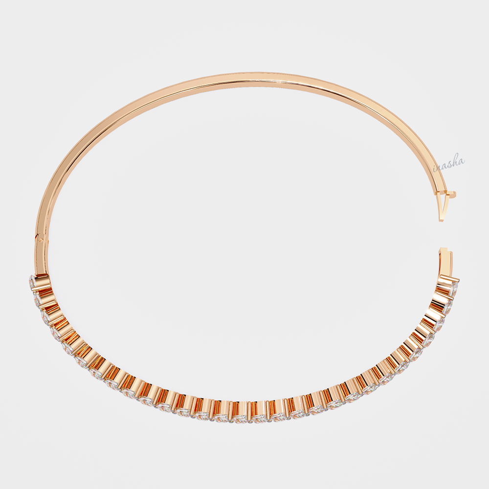 Luxury Lab-Grown Diamond Kada Bracelet Pear Cut Rose Gold
