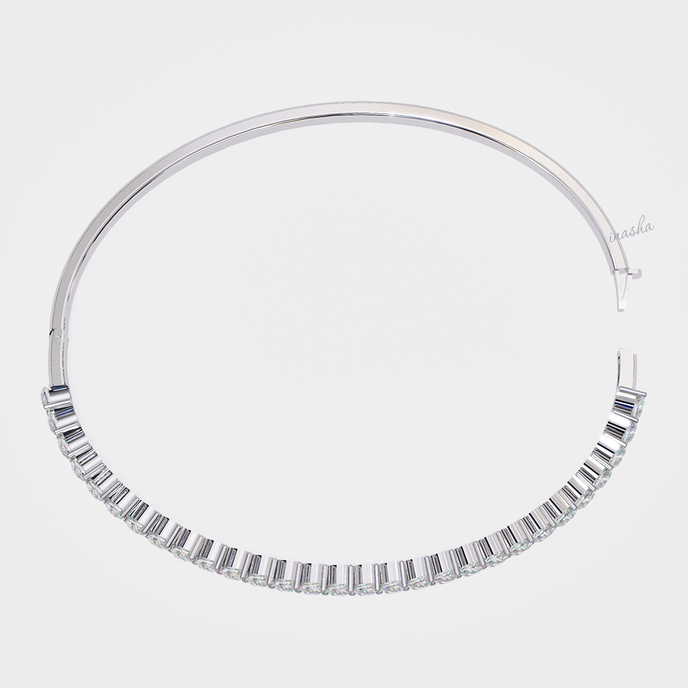 Premium Lab-Grown Pear Diamond Kada Bracelet White Gold Finish