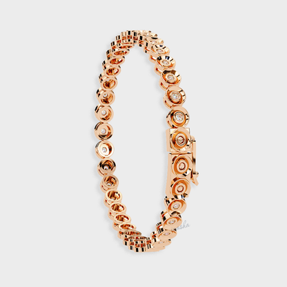Luxury Rose Gold Round Cut Lab Diamond Tennis Bracelet