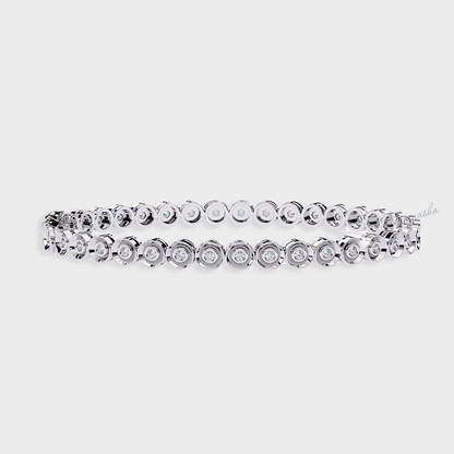 White Gold Lab-Grown Diamond Tennis Bracelet with Round Cut Stones