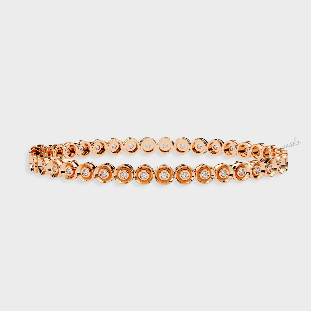 Rose Gold Lab-Grown Diamond Tennis Bracelet Round Cut Style