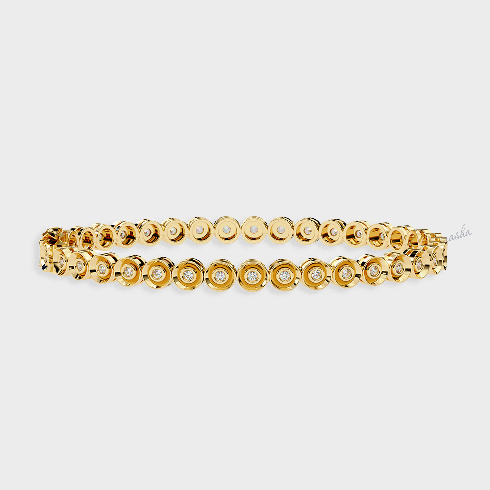 Yellow Gold Lab-Grown Diamond Tennis Bracelet Round Cut Design