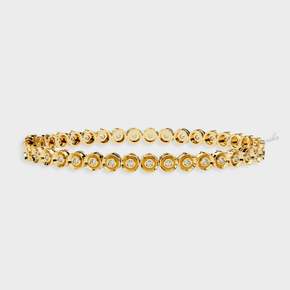 Yellow Gold Lab-Grown Diamond Tennis Bracelet Round Cut Design