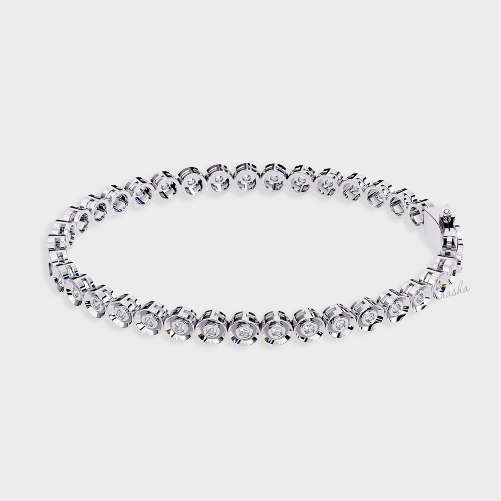 White Gold Fine Jewelry Tennis Bracelet with Round Lab Diamonds