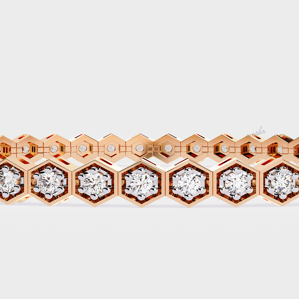 Certified Rose Gold Tennis Bracelet with Round Cut Lab Diamonds