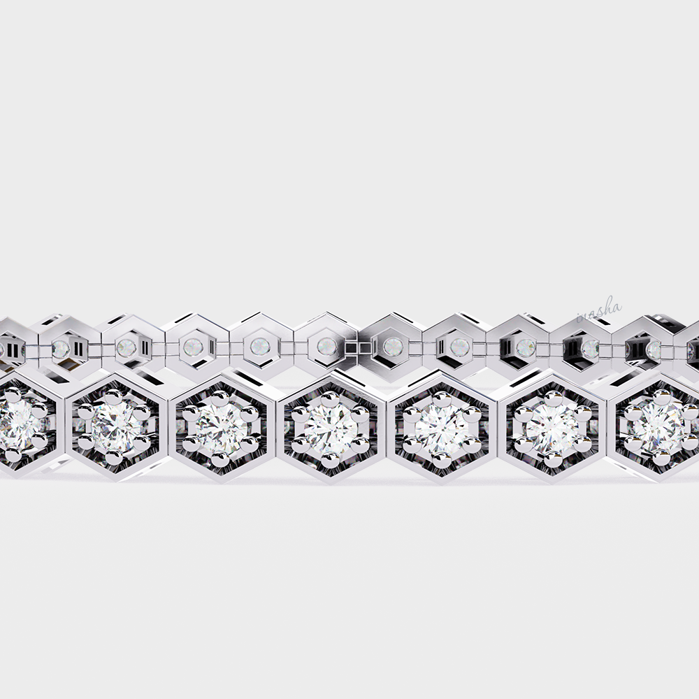Luxury White Gold Round Cut Lab-Grown Diamond Tennis Bracelet
