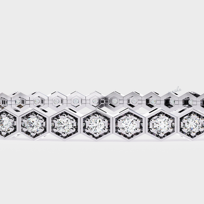 Luxury White Gold Round Cut Lab-Grown Diamond Tennis Bracelet
