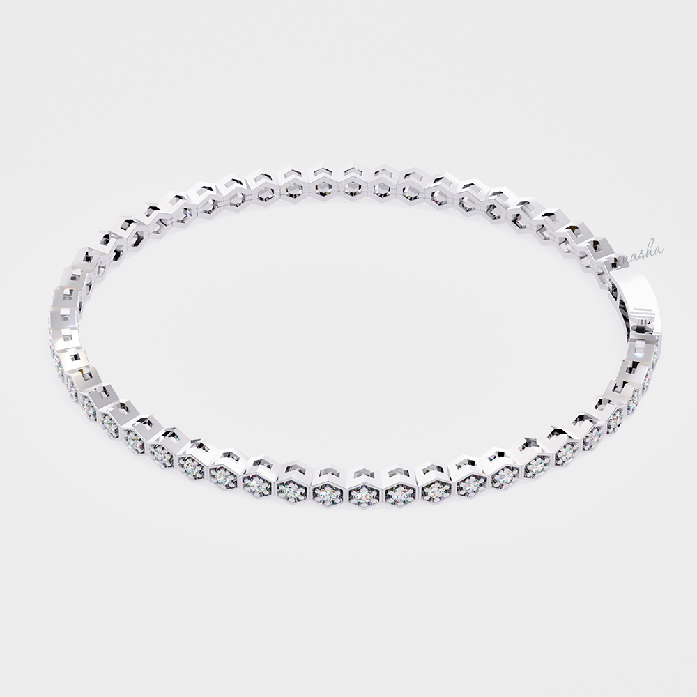 Elegant White Gold Round Cut Lab Diamond Bracelet