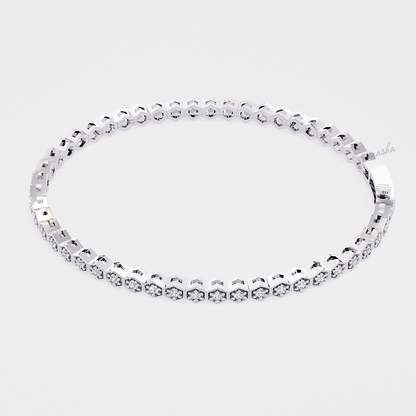 Elegant White Gold Round Cut Lab Diamond Bracelet