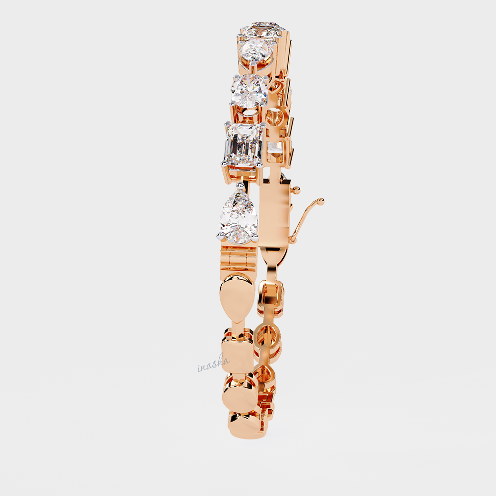 Premium multi shape lab grown diamond bracelet crafted in rose gold