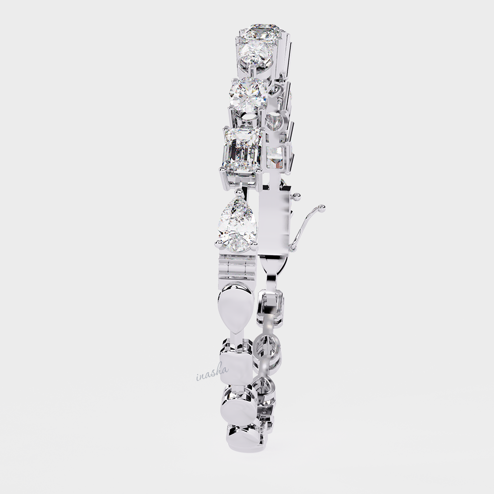 Premium multi shape lab grown diamond bracelet crafted in white gold