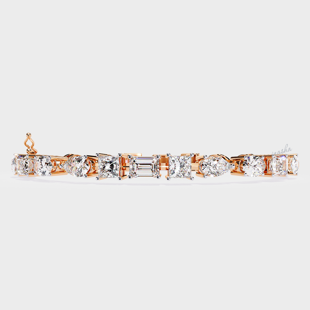 GLI certified lab grown diamond tennis bracelet pear princess emerald oval cuts in rose gold