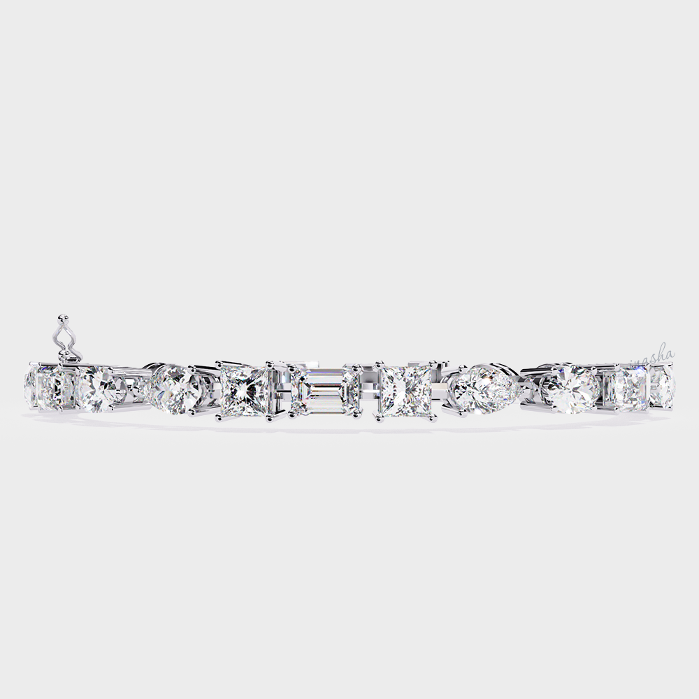 GLI certified lab grown diamond tennis bracelet pear princess emerald oval cuts in white gold