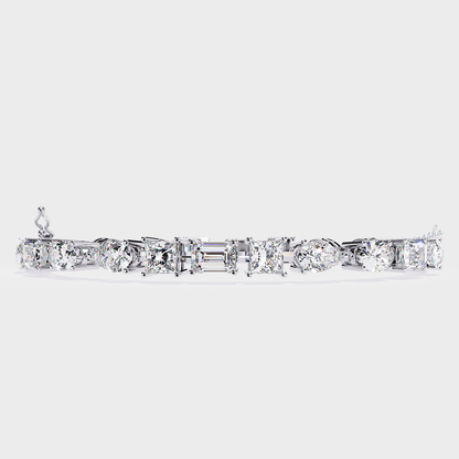 GLI certified lab grown diamond tennis bracelet pear princess emerald oval cuts in white gold