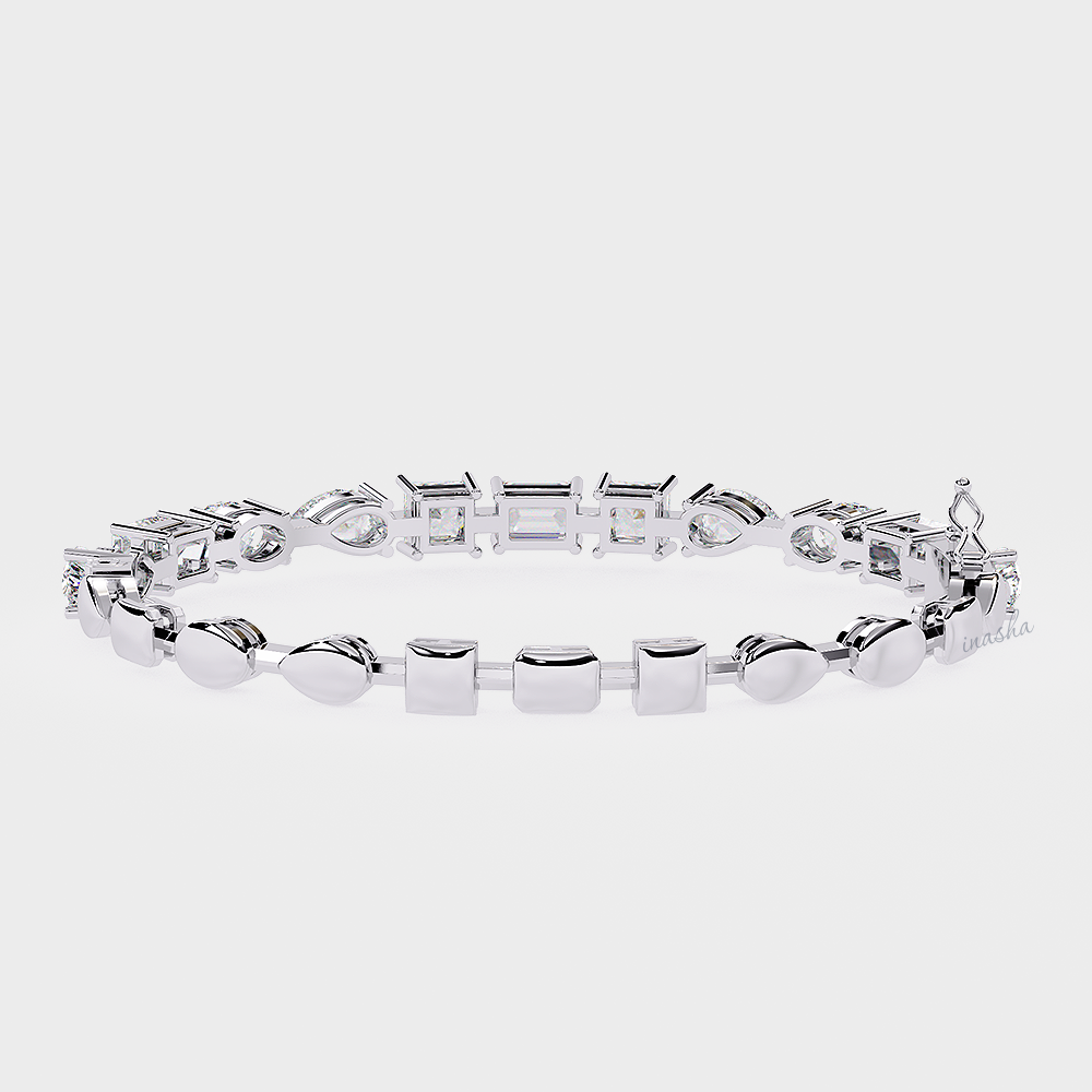 Elegant pear princess emerald oval cut lab grown diamond bracelet white gold platinum