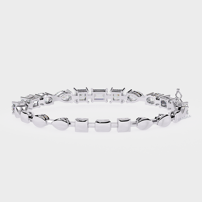 Elegant pear princess emerald oval cut lab grown diamond bracelet white gold platinum