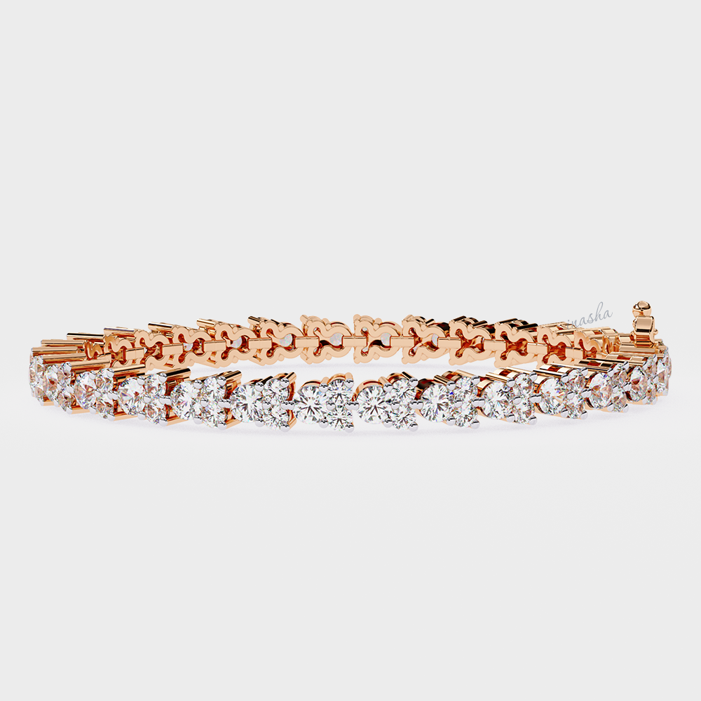 Certified Rose Gold Tennis Bracelet with Round Cut Lab Diamonds