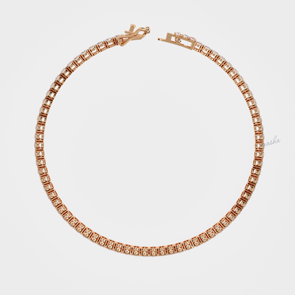 Hallmarked rose gold lab grown diamond tennis bracelet GLI certified elegant design