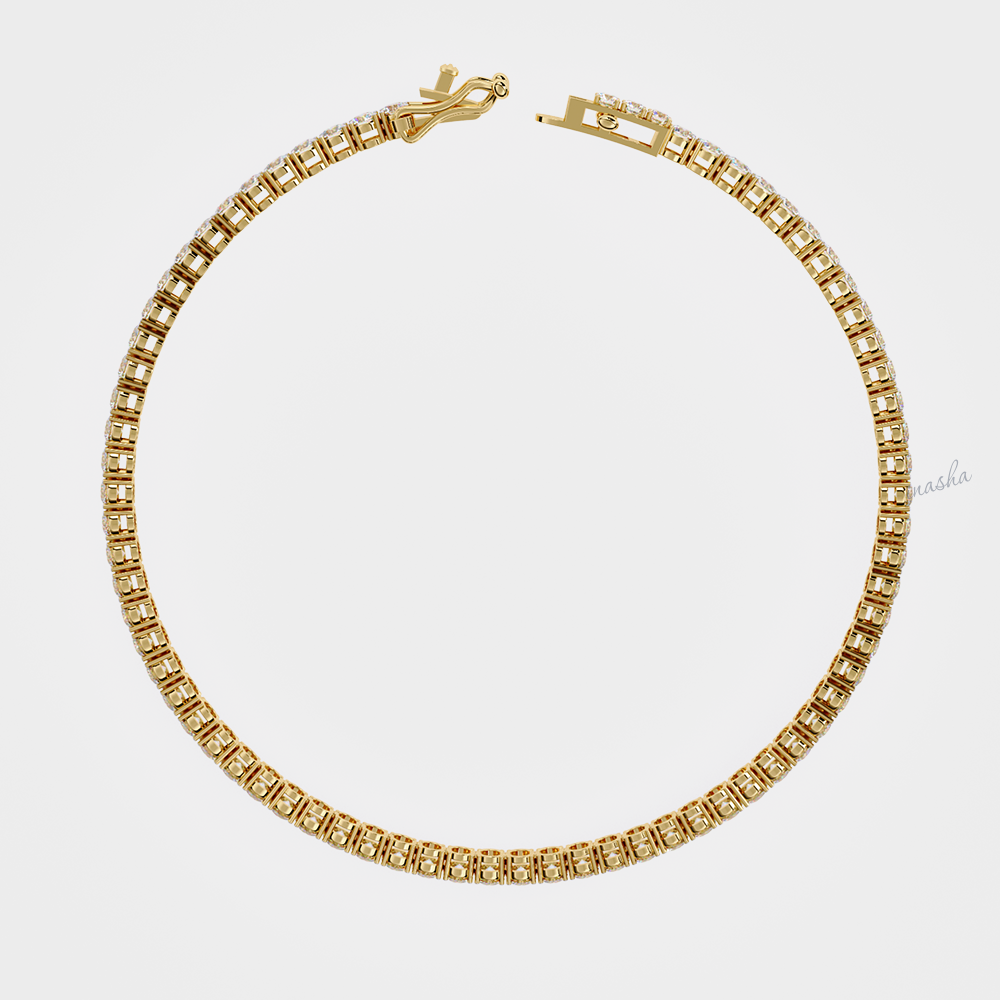 Hallmarked yellow gold lab grown diamond tennis bracelet GLI certified elegant design