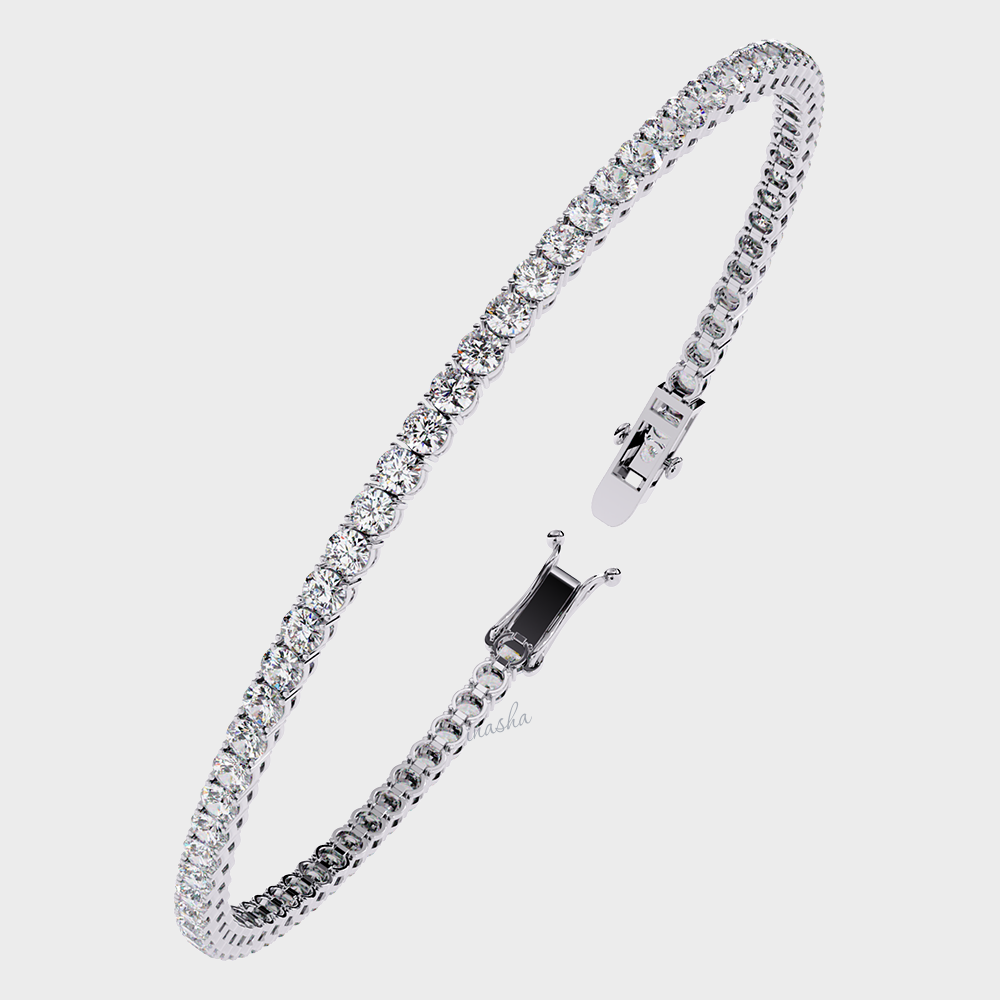Round cut lab grown diamond tennis bracelet in 950 platinum fine jewelry
