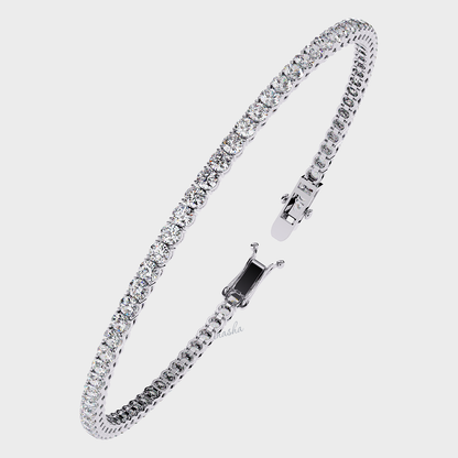 Round cut lab grown diamond tennis bracelet in 950 platinum fine jewelry