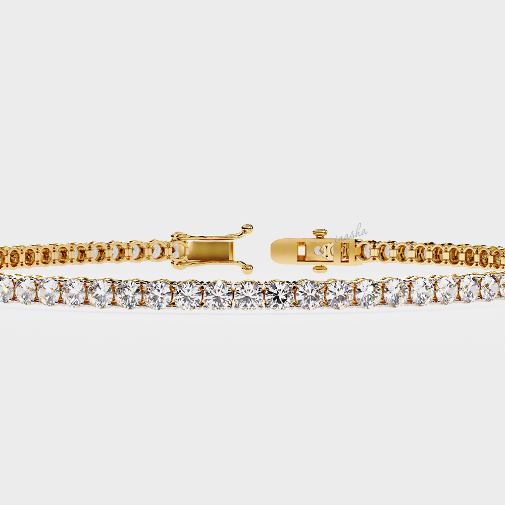 Luxury yellow gold lab grown diamond tennis bracelet round cut premium fine jewelry