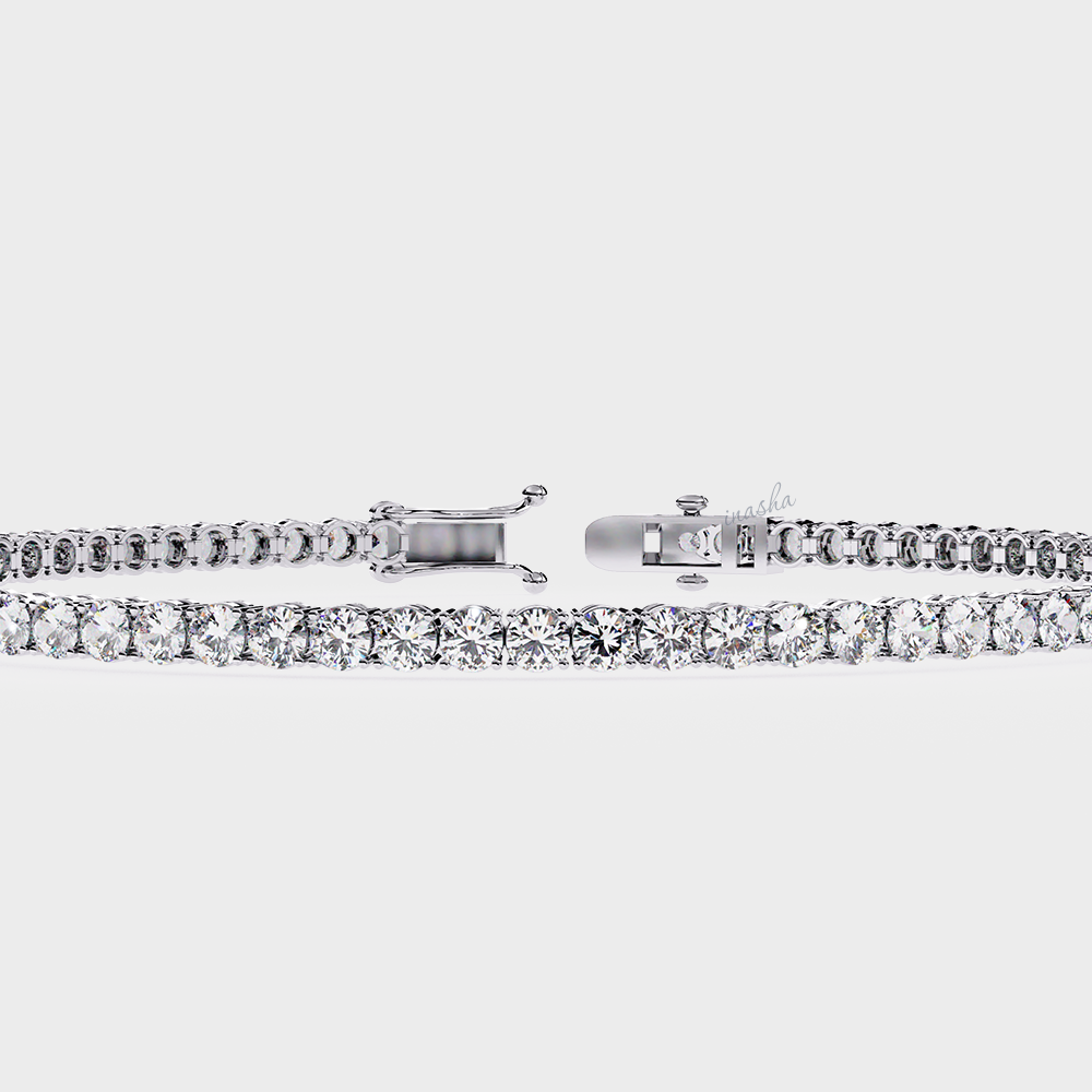 Luxury white gold lab grown diamond tennis bracelet round cut premium fine jewelry