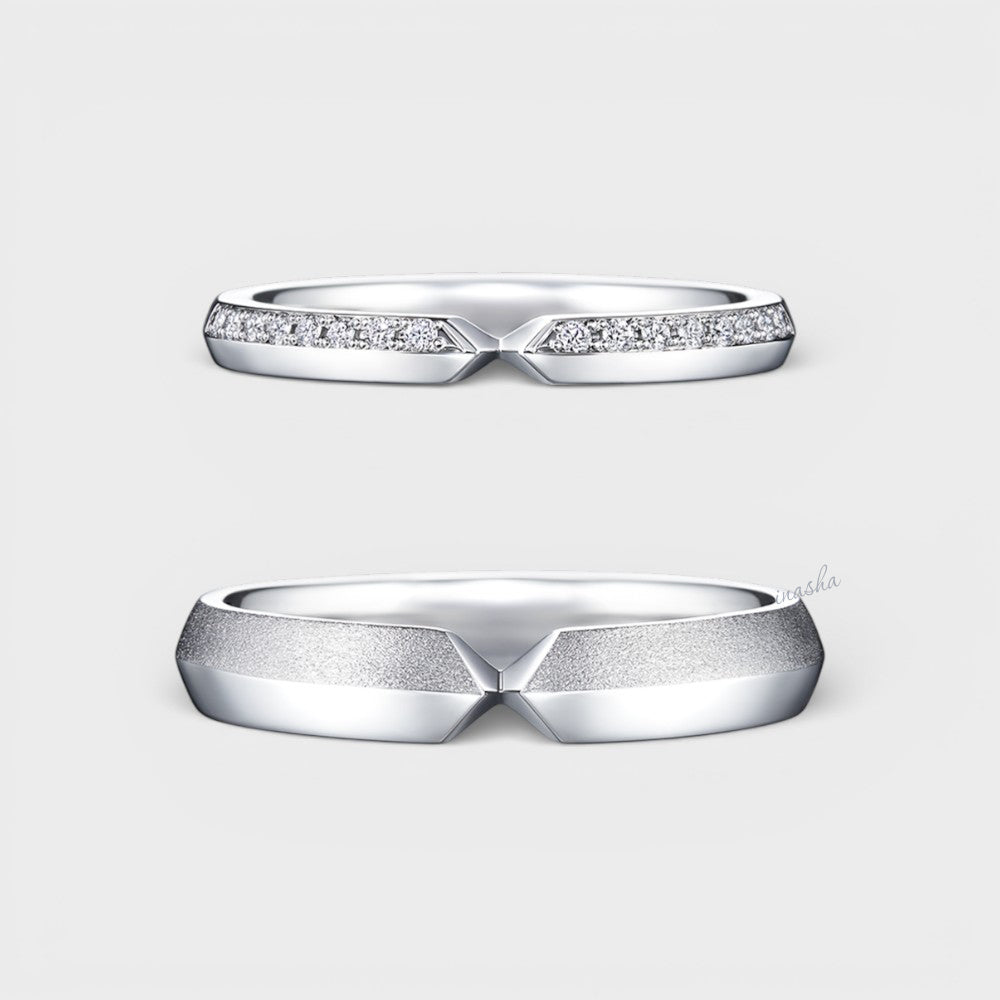 Women’s 0.24ct GLI Lab-Grown Diamond Ring in White Gold with Men’s Classic Band
