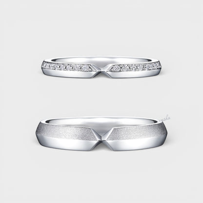 Women’s 0.24ct GLI Lab-Grown Diamond Ring in White Gold with Men’s Classic Band