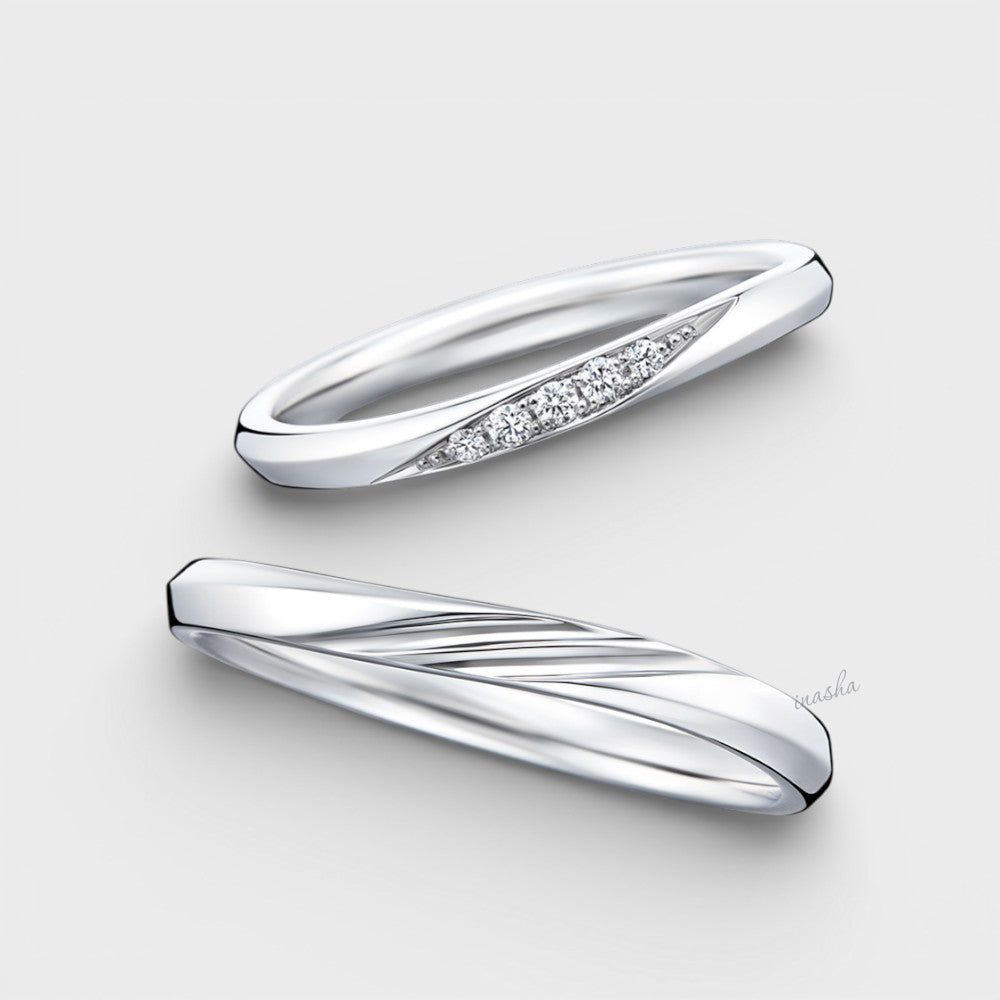 Hallmarked White Gold Women’s Lab-Grown Diamond Ring & Men’s Matching Band