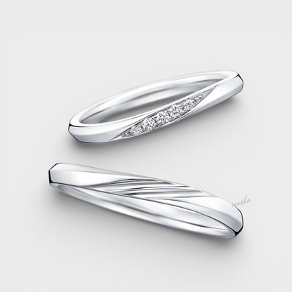 Hallmarked White Gold Women’s Lab-Grown Diamond Ring & Men’s Matching Band