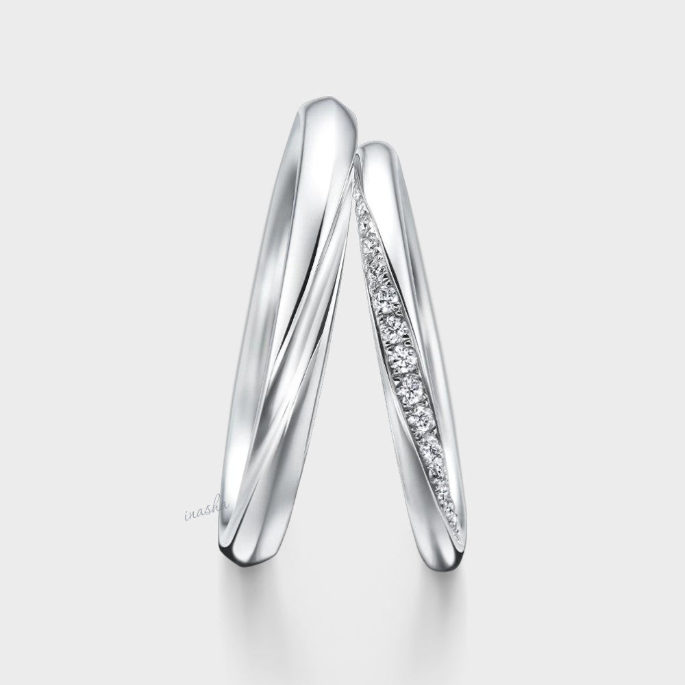 Hallmarked White Gold Women’s Lab-Grown Diamond Ring & Men’s Matching Band