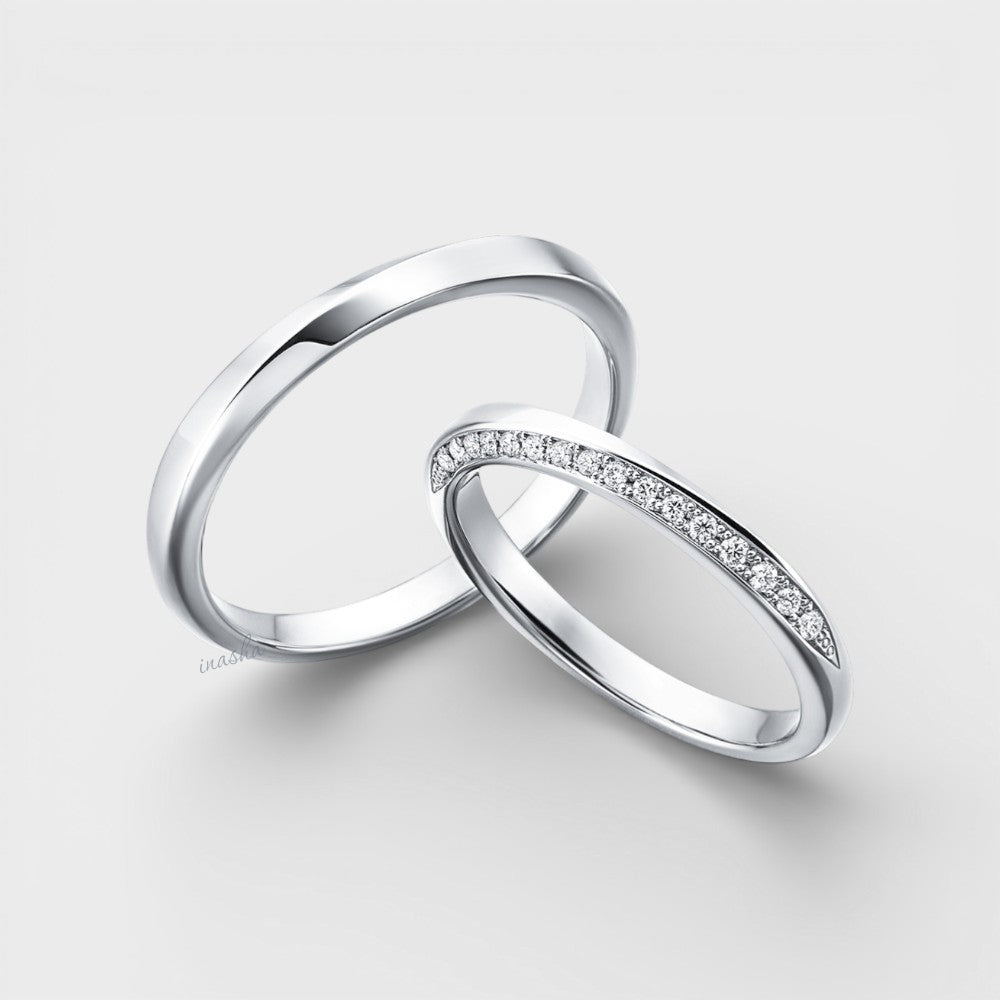 Hallmarked White Gold Women’s Lab-Grown Diamond Ring & Men’s Matching Band