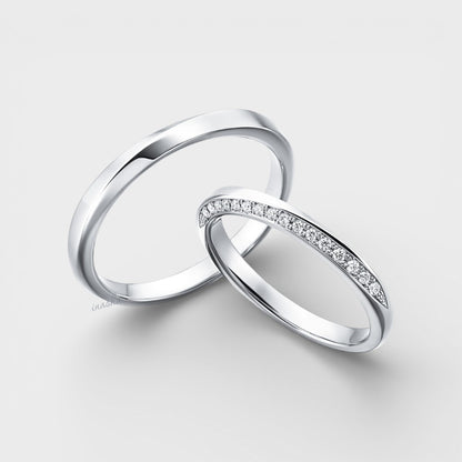 Hallmarked White Gold Women’s Lab-Grown Diamond Ring & Men’s Matching Band