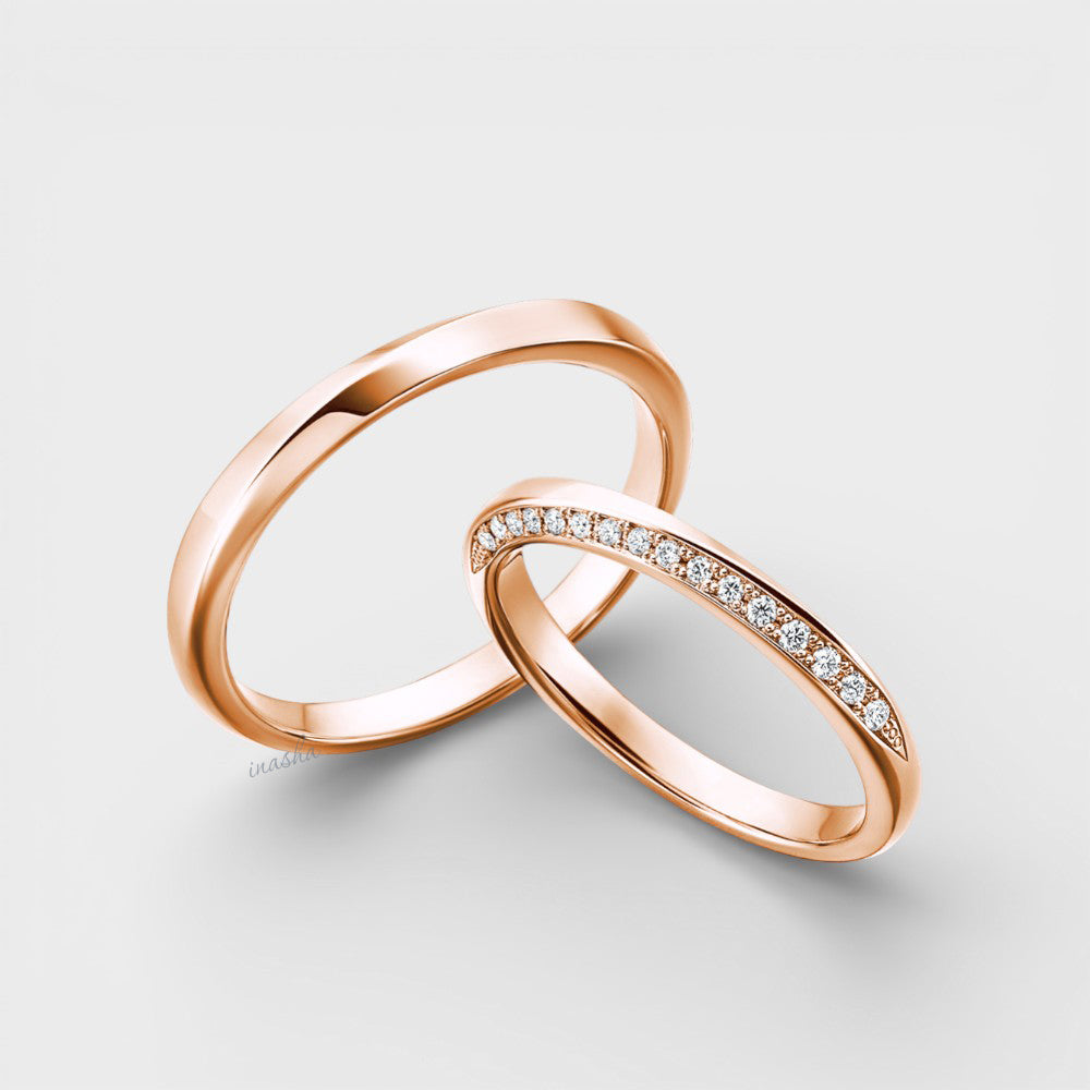 Lab-Grown Diamond Engagement Ring Set in Rose Gold – Women’s Diamond & Men’s Band