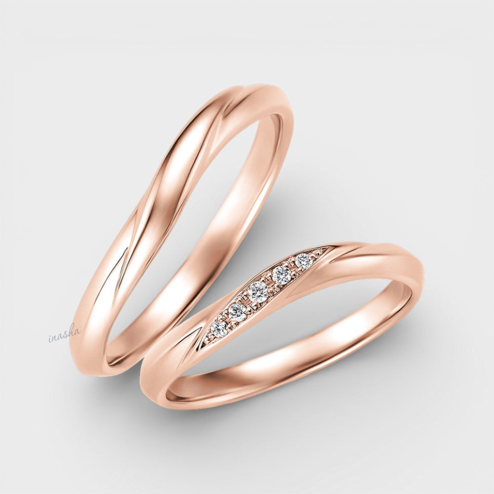 Lab-Grown Diamond Engagement Ring Set in Rose Gold – Women’s Diamond & Men’s Band