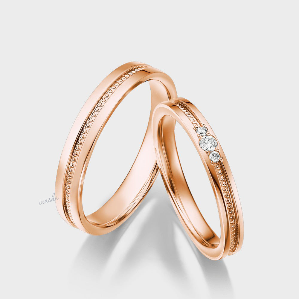 Premium rose gold lab grown diamond couple rings set for wedding and anniversary bands