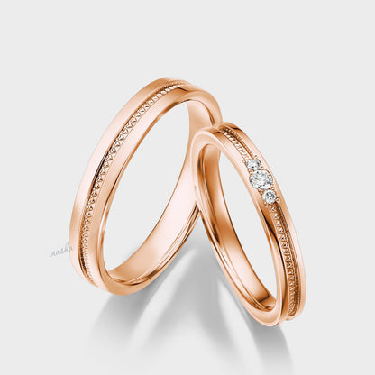 Premium rose gold lab grown diamond couple rings set for wedding and anniversary bands