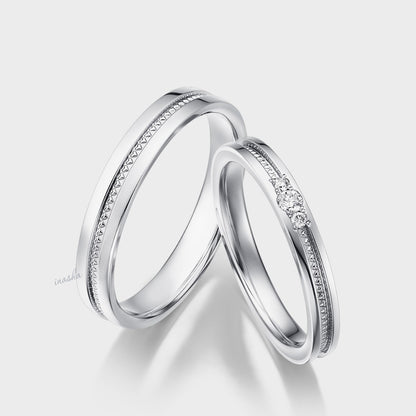Luxury white gold & platinum lab grown diamond couple rings set for engagement and wedding bands