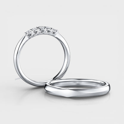 Luxury white gold & platinum lab grown diamond couple rings set for engagement and wedding bands