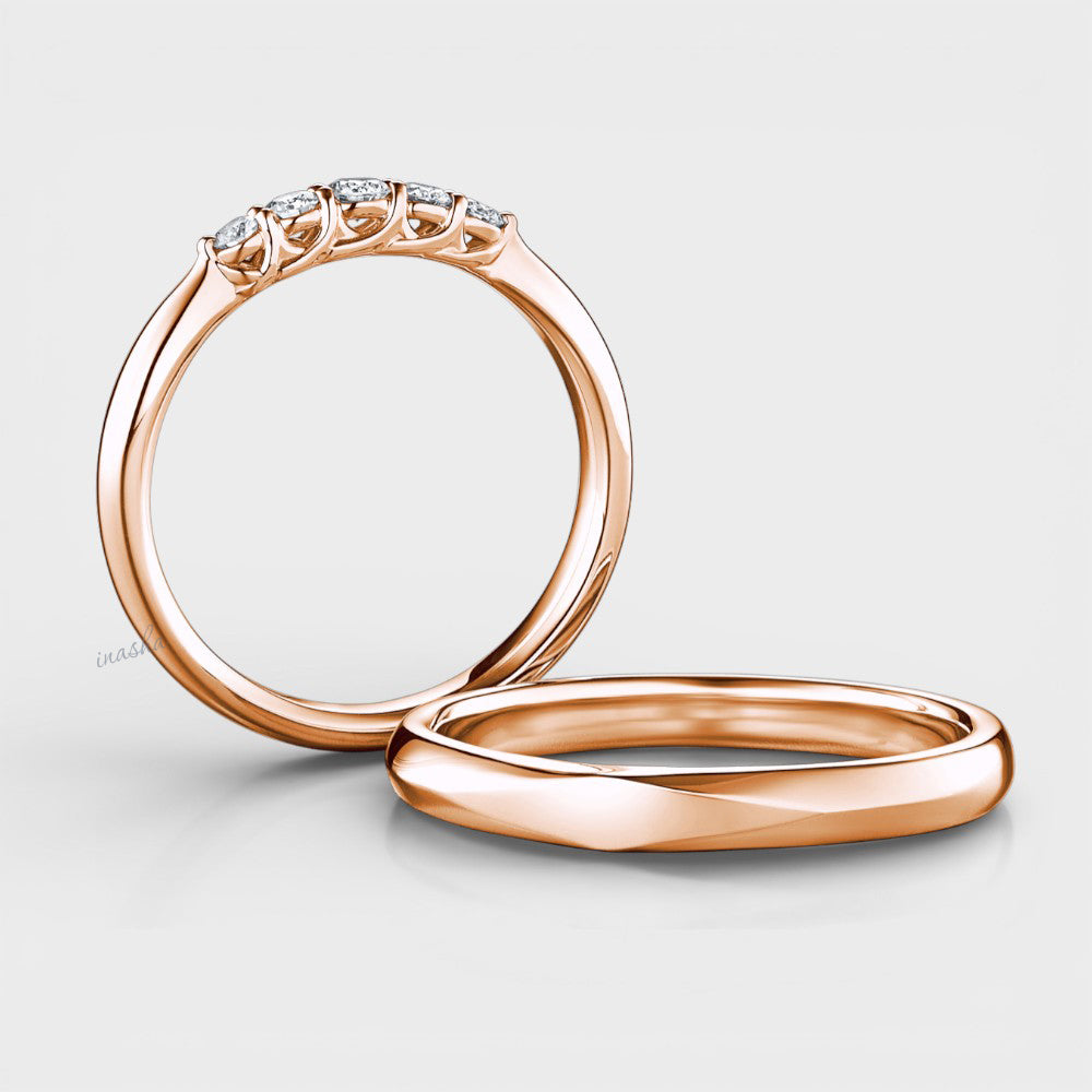 Premium rose gold lab grown diamond couple rings set for wedding and anniversary bands