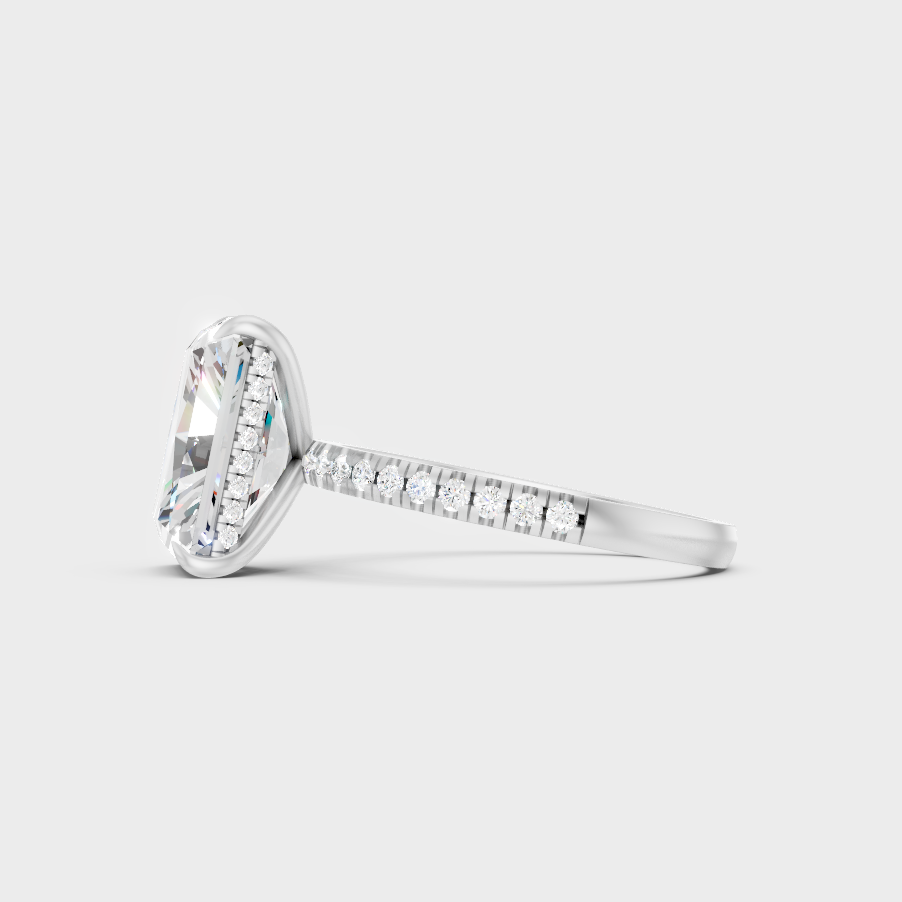 Premium Platinum Radiant Halo Diamond Ring Fine Jewelry