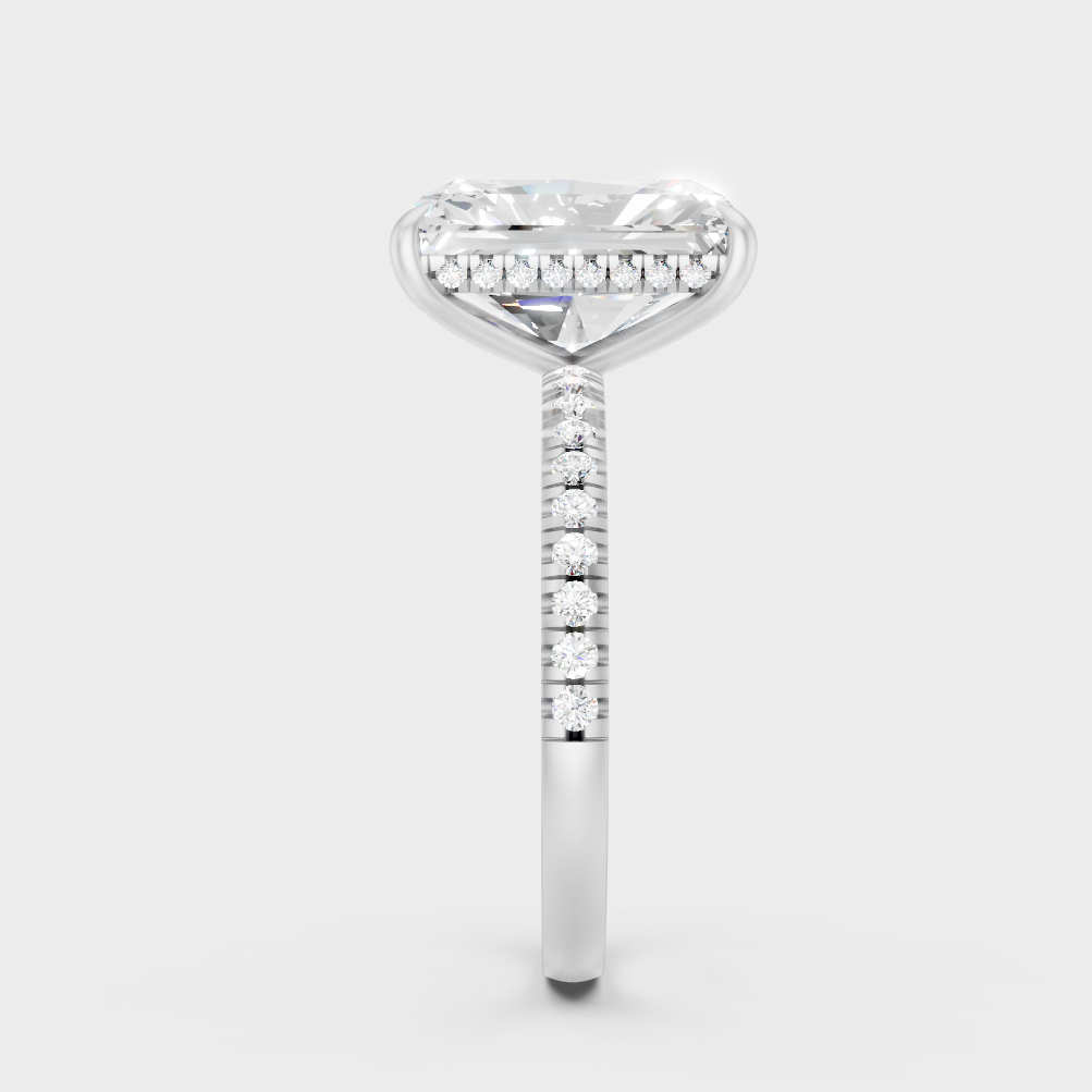 White Gold Certified Radiant Diamond Halo Ring Elegant Design