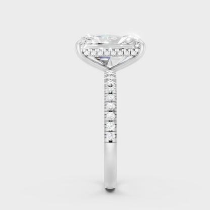 White Gold Certified Radiant Diamond Halo Ring Elegant Design