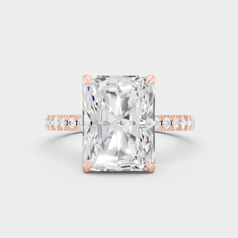 Rose Gold Radiant Lab Grown Diamond Halo Ring Elegant Luxury Style