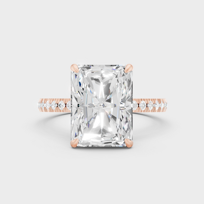 Rose Gold Radiant Lab Grown Diamond Halo Ring Elegant Luxury Style